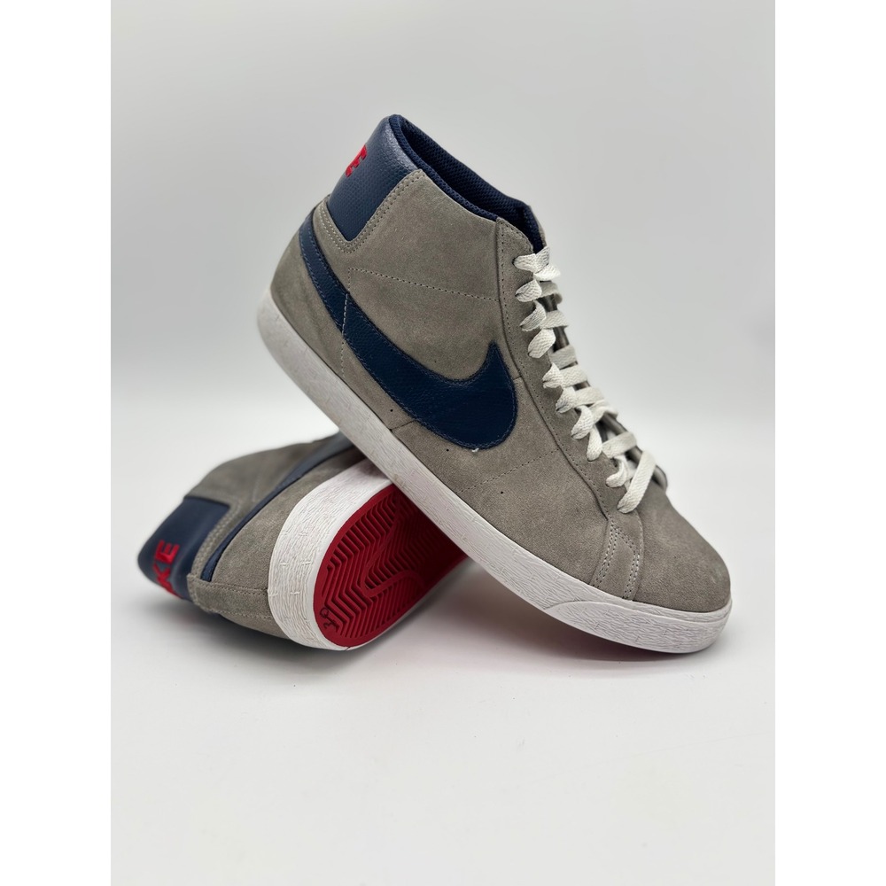 Nike SB Blazer Mid Medium Grey Obsidian Red 310801-003 Mens 11.5